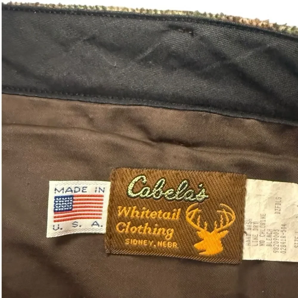 Vintage Cabela’s Whitetail Clothing USA Made Gore-Tex Camo Hunting Pants Mens Lg